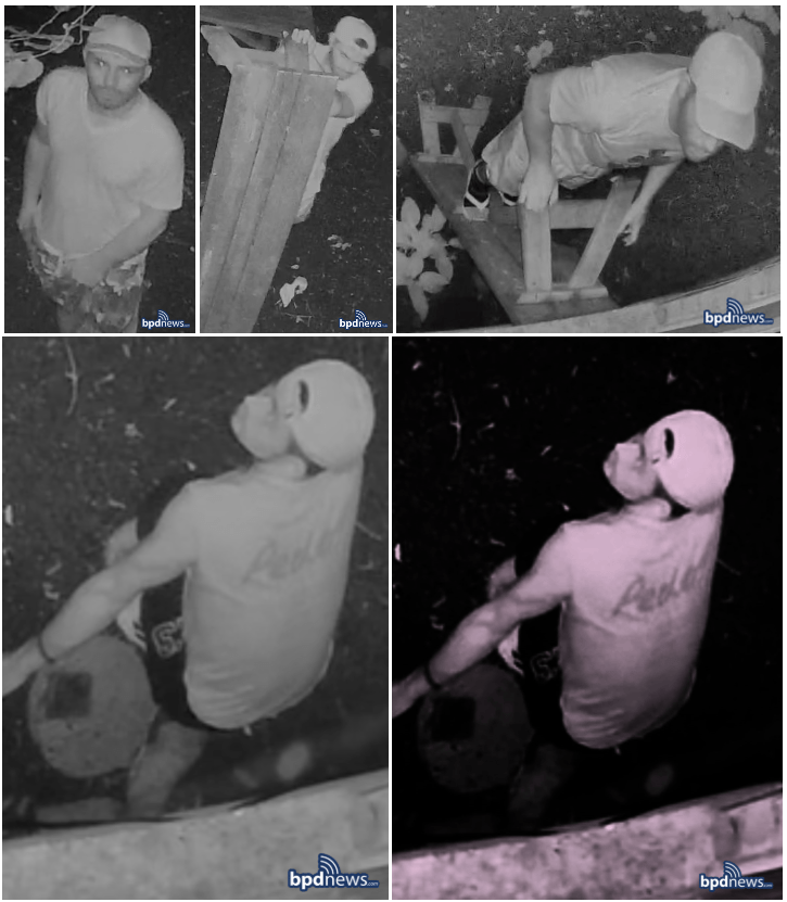 Video surveillance images of a person or people suspected in a prowling incident in Boston's Brighton neighborhood in July 2025.