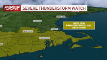 A severe thunderstorm watch issued by the Naitonal Weather Service for much of southern New England on Friday, July 25, 2025.
