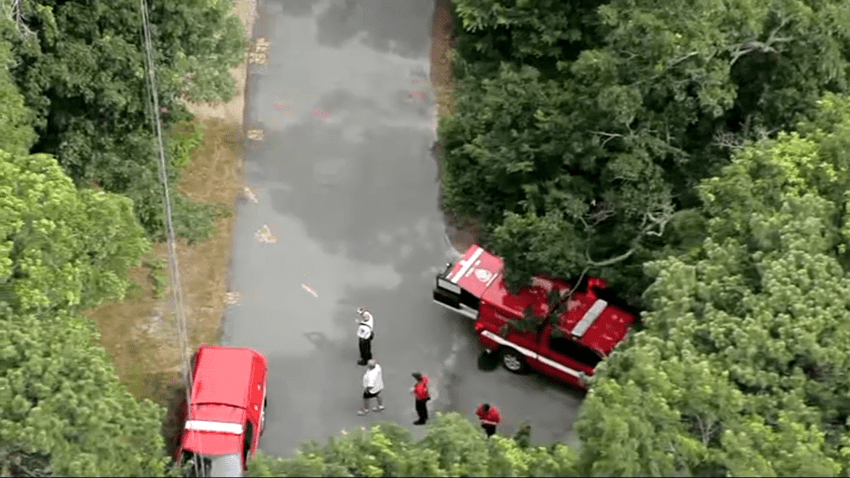 First responders at the scene of a hazmat incident in Yarmouth, Massachusetts, on Friday, July 18, 2025.