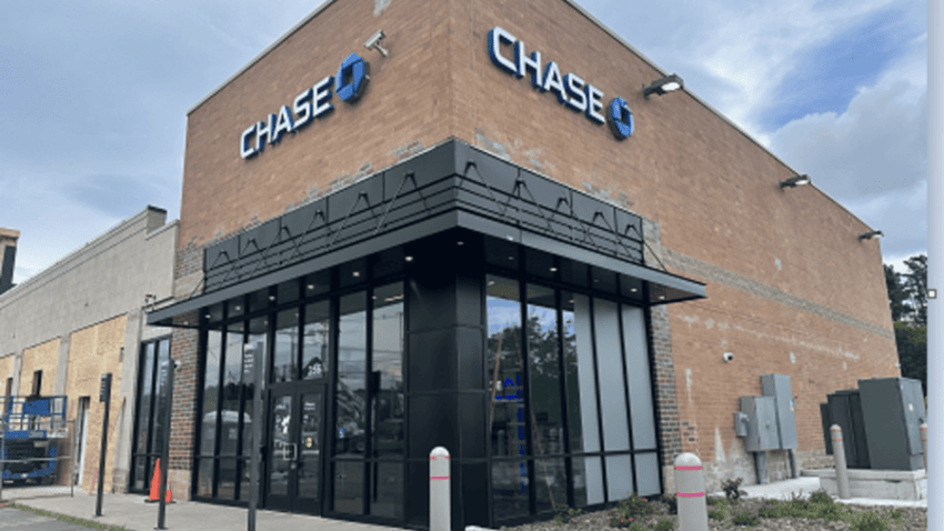 Among the Chase Bank branches that will soon open in Massachusetts is this site, still being fitted out, in Hudson.
