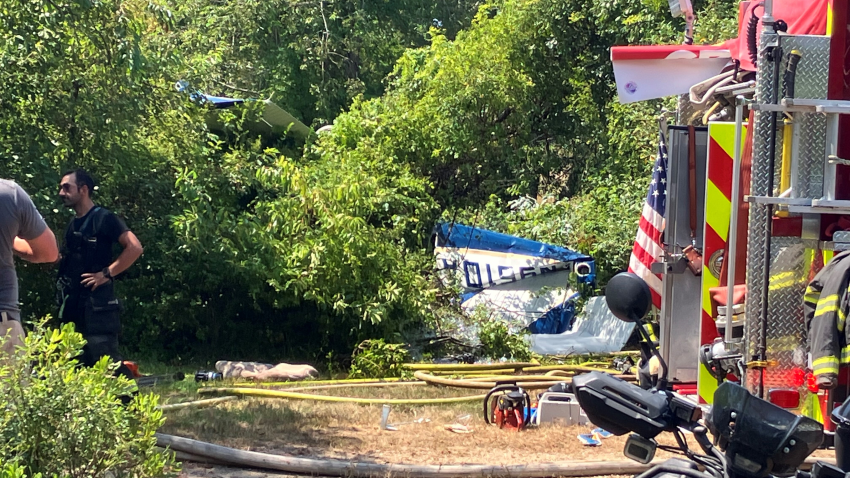 The scene of a small plane crash on Block Island on July 30, 2025.