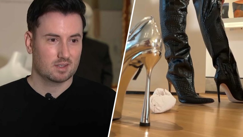 Thom Solo and some of the shoes he's designed.