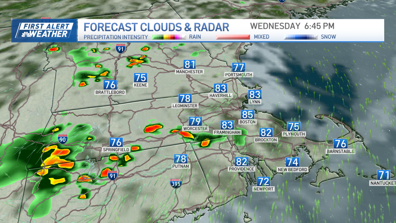 Boston Rador Severe storms in Boston, Mass. Wednesday — track live radar – NBC Boston