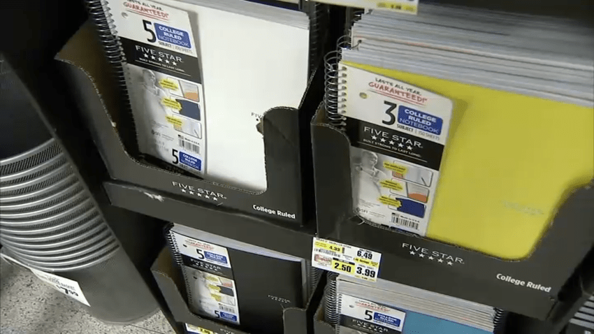 Notebooks stacked at the store.