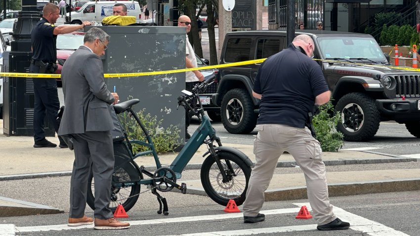 Boston police at the scene of a serious pedestrian crash in Back Bay near Copley Square on Wednesday, Aug. 6, 2025.