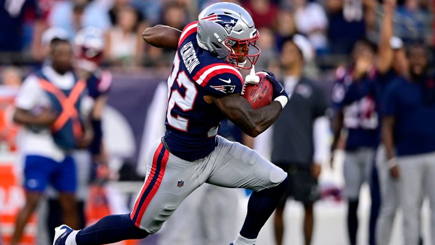 Patriots running back TreVeyon Henderson