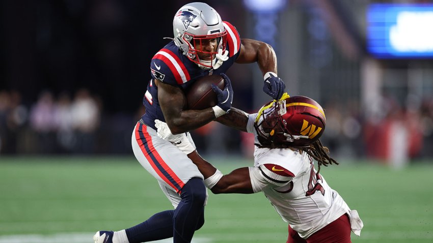 Patriots running back TreVeyon Henderson
