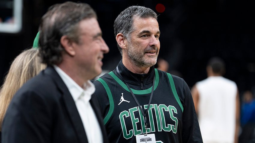 Current Celtics owner Wyc Grousbeck and new Celtics owner Bill Chisholm