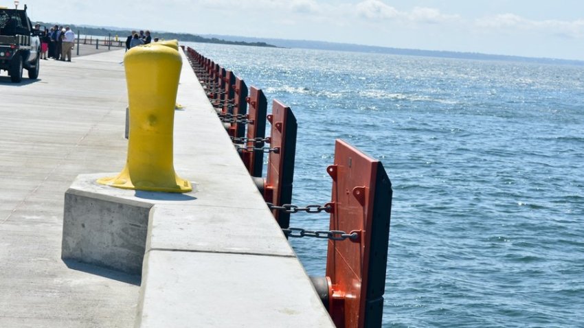 The new Pier 2 bulkhead at the Port of Davisville. The Trump administration on August 29, 2025 withdrew MARAD funding for further port improvements. The $11.25 million would have supported heavy cargos such as wind components at the facility.