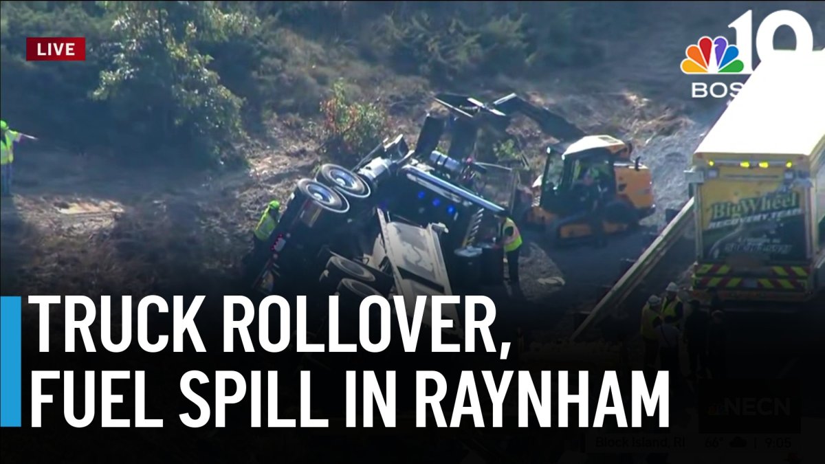 Rollover crash and fuel spill snarls traffic on I-495 in Raynham – NBC ...