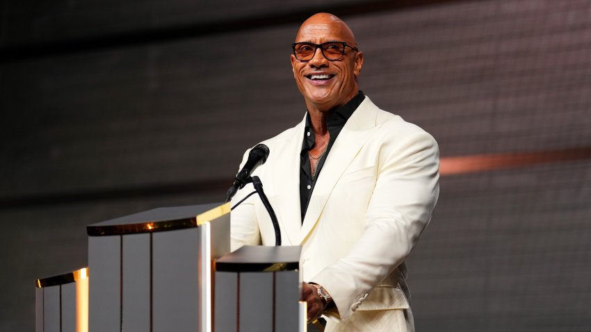 Dwayne Johnson is seen onstage during the UFC Hall of Fame Class of 2025 Induction Ceremony at T-Mobile Arena on June 26, 2025 in Las Vegas, Nevada.