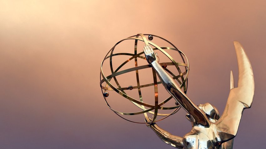 Emmy Statue is seen in front of the Television Academy during the red carpet for the 68th Los Angeles Emmy Awards featuring Niecy Nash, Jason George, Mary Holland, Florence Henderson and Larry King in North Hollywood, California, on July 23, 2016. (Photo by Angela WEISS / AFP) (Photo by ANGELA WEISS/AFP via Getty Images)
