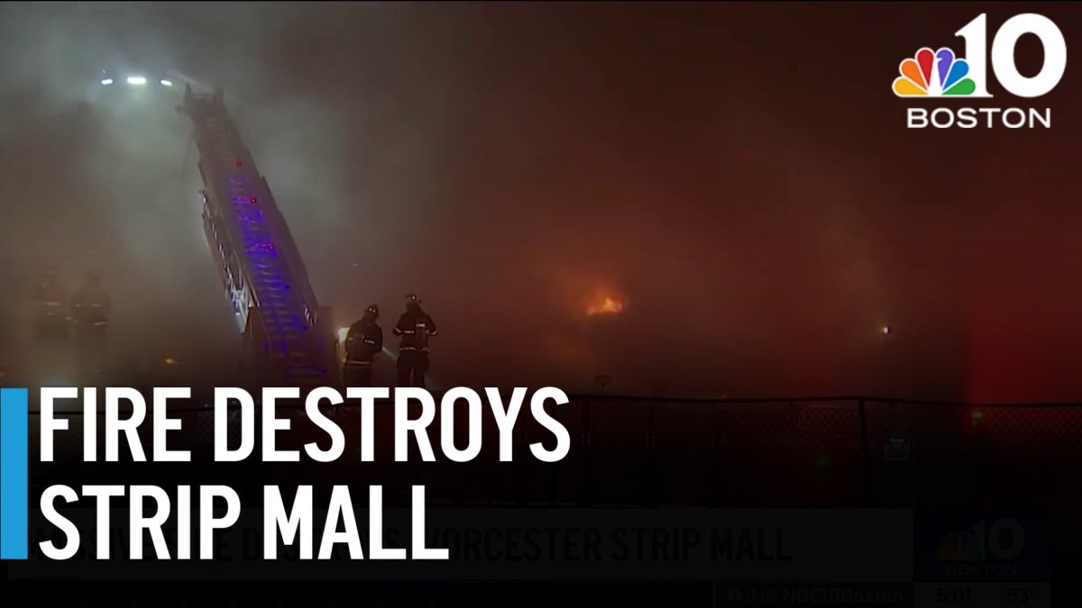 Massive fire destroys Worcester strip mall – NBC Boston