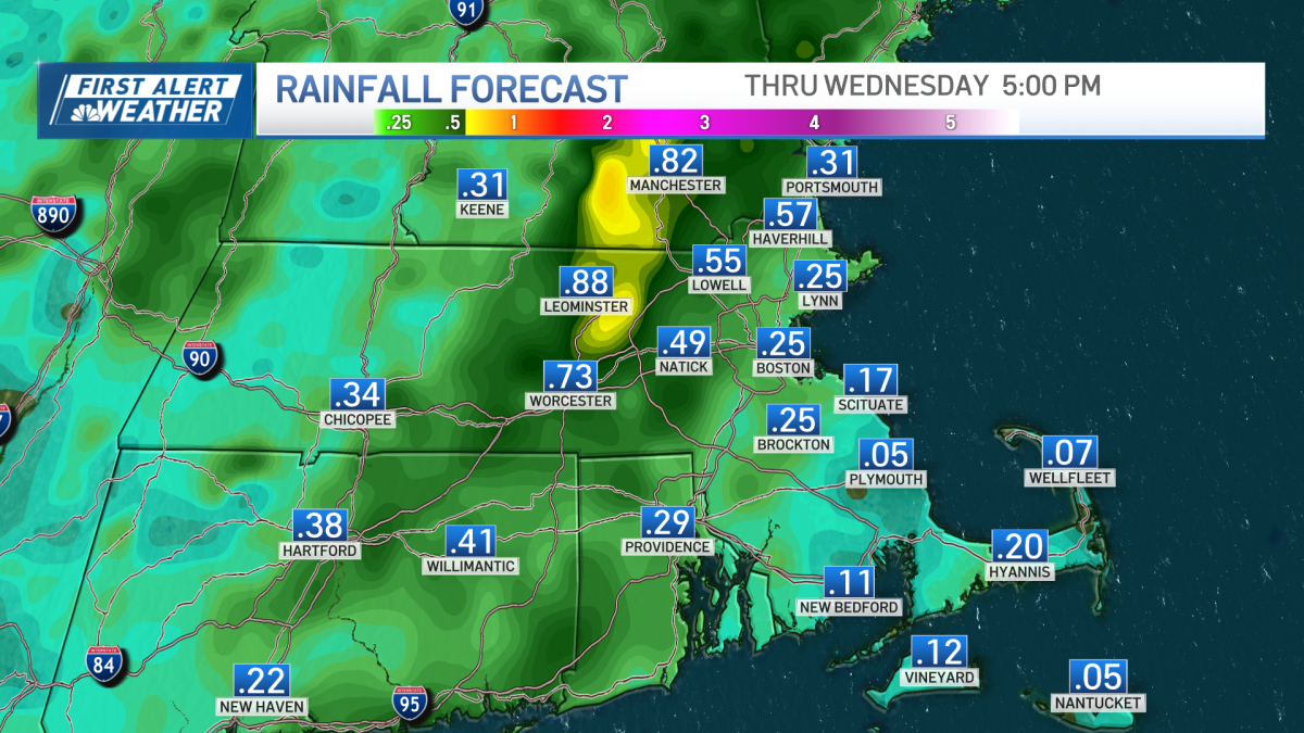 Boston MA weather: More rain tonight an tomorrow morning – NBC Boston