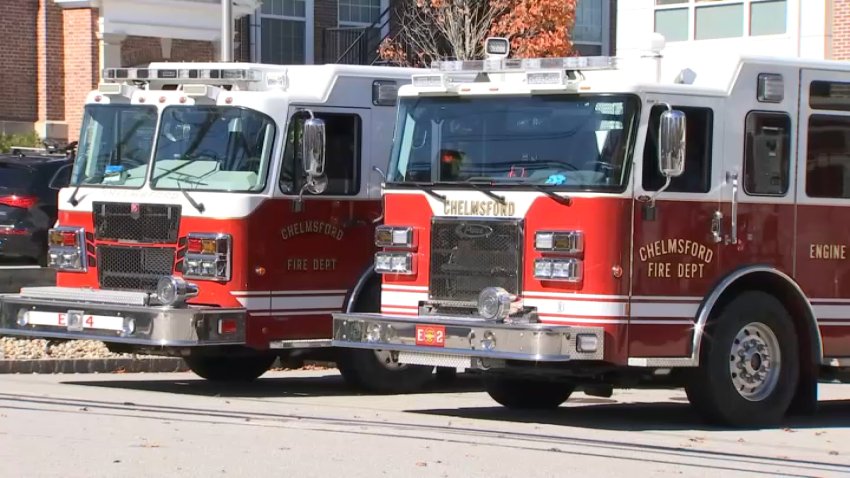 Fire trucks in Chelmsford, Massachusetts.