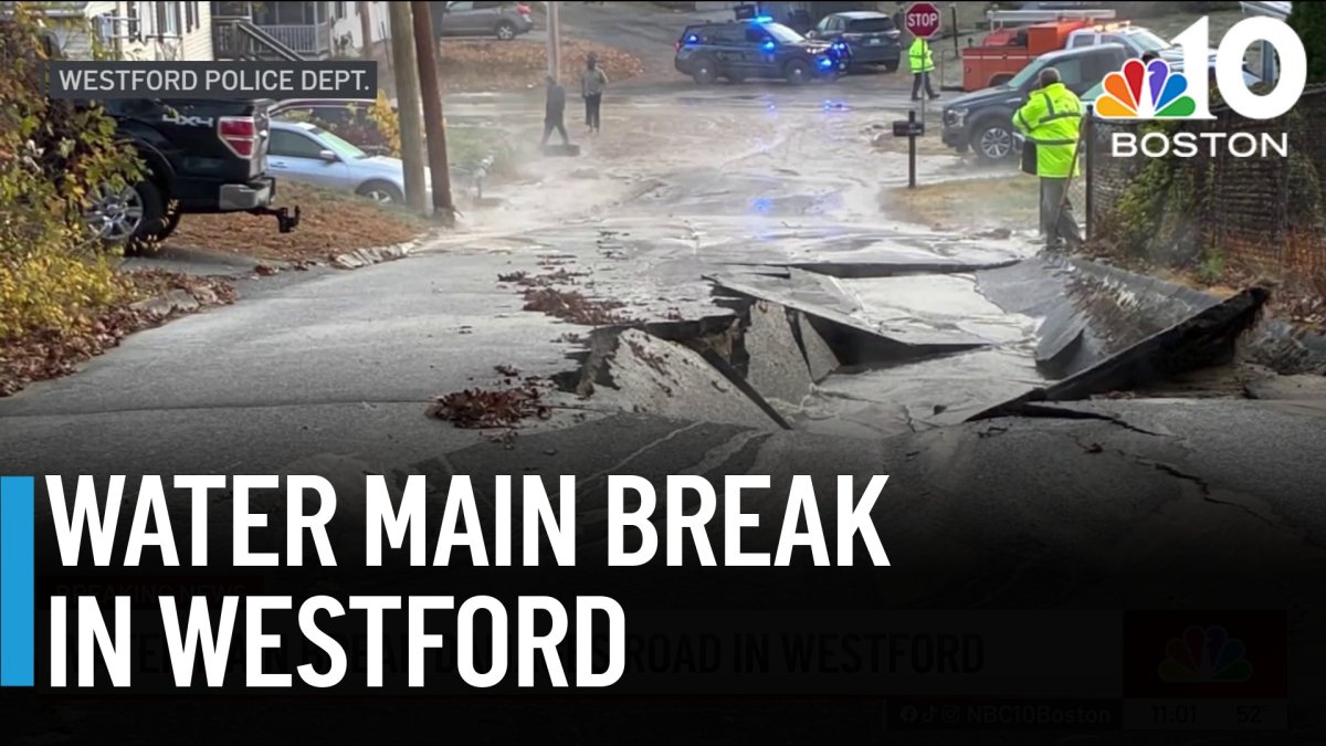 Water main break causes major road damage in Westford – NBC Boston