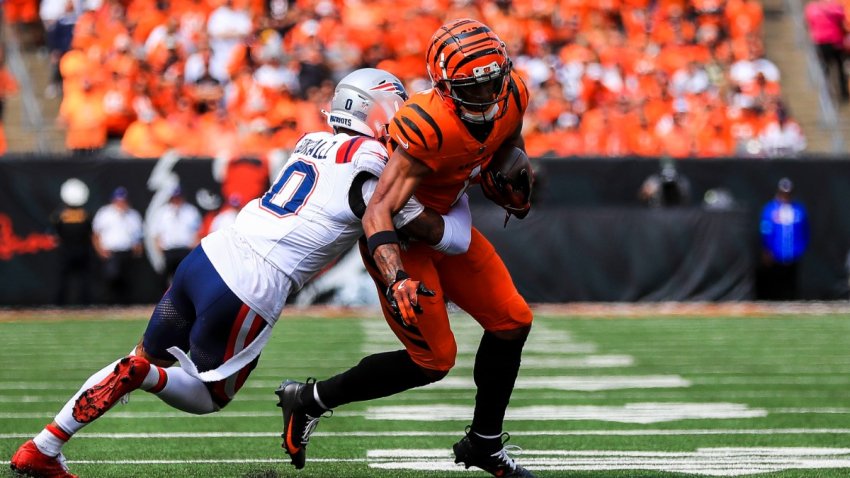 Patriots cornerback Christian Gonzalez, Bengals wide receiver Ja'Marr Chase