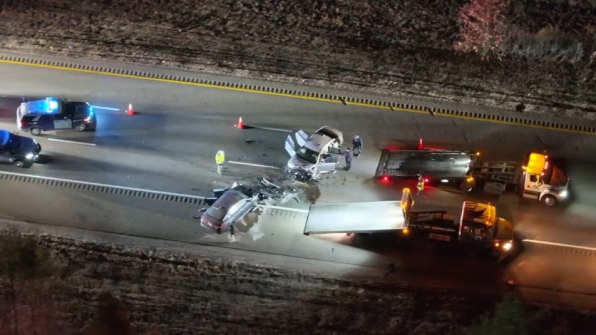 Mansfield MA I-495 crash closes highway, sends 1 to hospital – NBC Boston