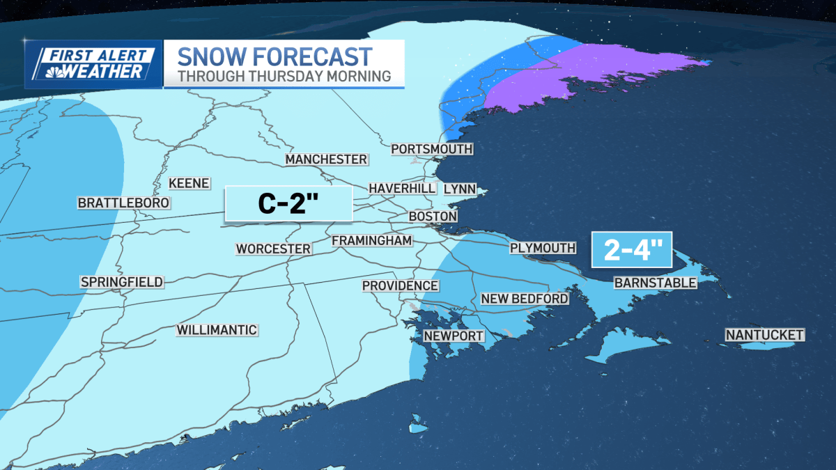 Boston snowstorm tomorrow: How much snow will Mass., NH get? – NBC Boston