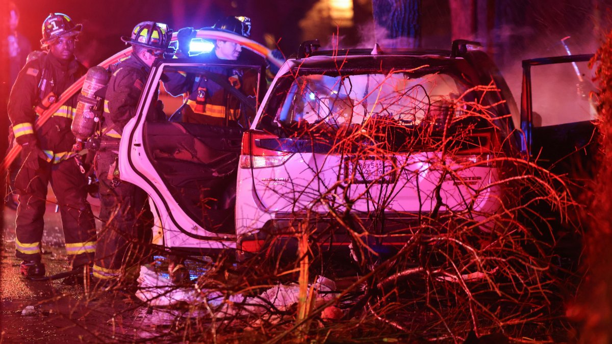 Car crashes into tree in Brookline, injured driver found a few blocks away