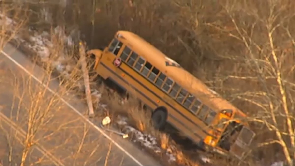School bus turns over in Hyde Park