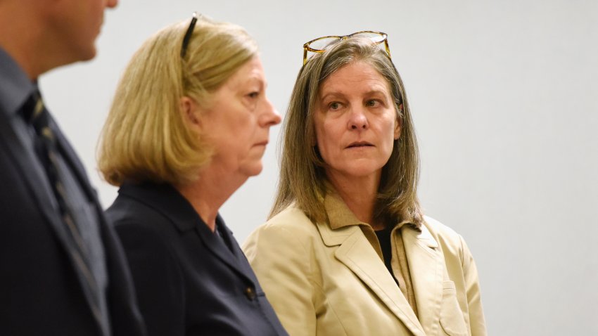 Michelle Troconis, right, appears in court beside attorneys Michael Brown and Adele Patterson during the first day of Troconis’ habeas trial at Rockville Superior Court in Vernon, Conn. on Monday, Jan. 5, 2026. Troconis is challenging her 14-year prison sentence in connection with the death of Jennifer Dulos.