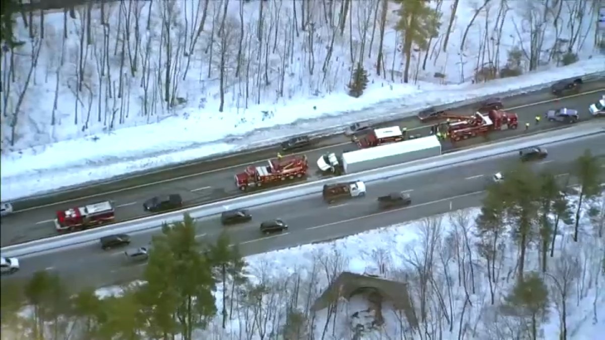 Truck overturns in Fitchburg, closing Route 2 eastbound