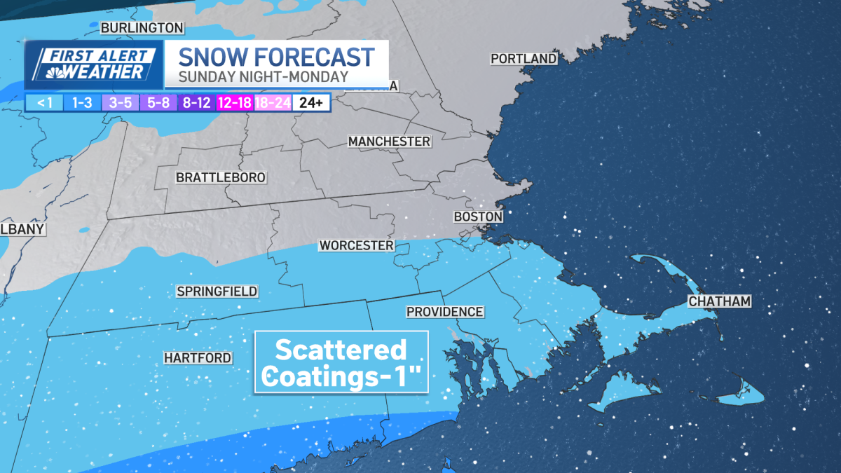 Will Boston see any snow Monday? Here's latest snow map