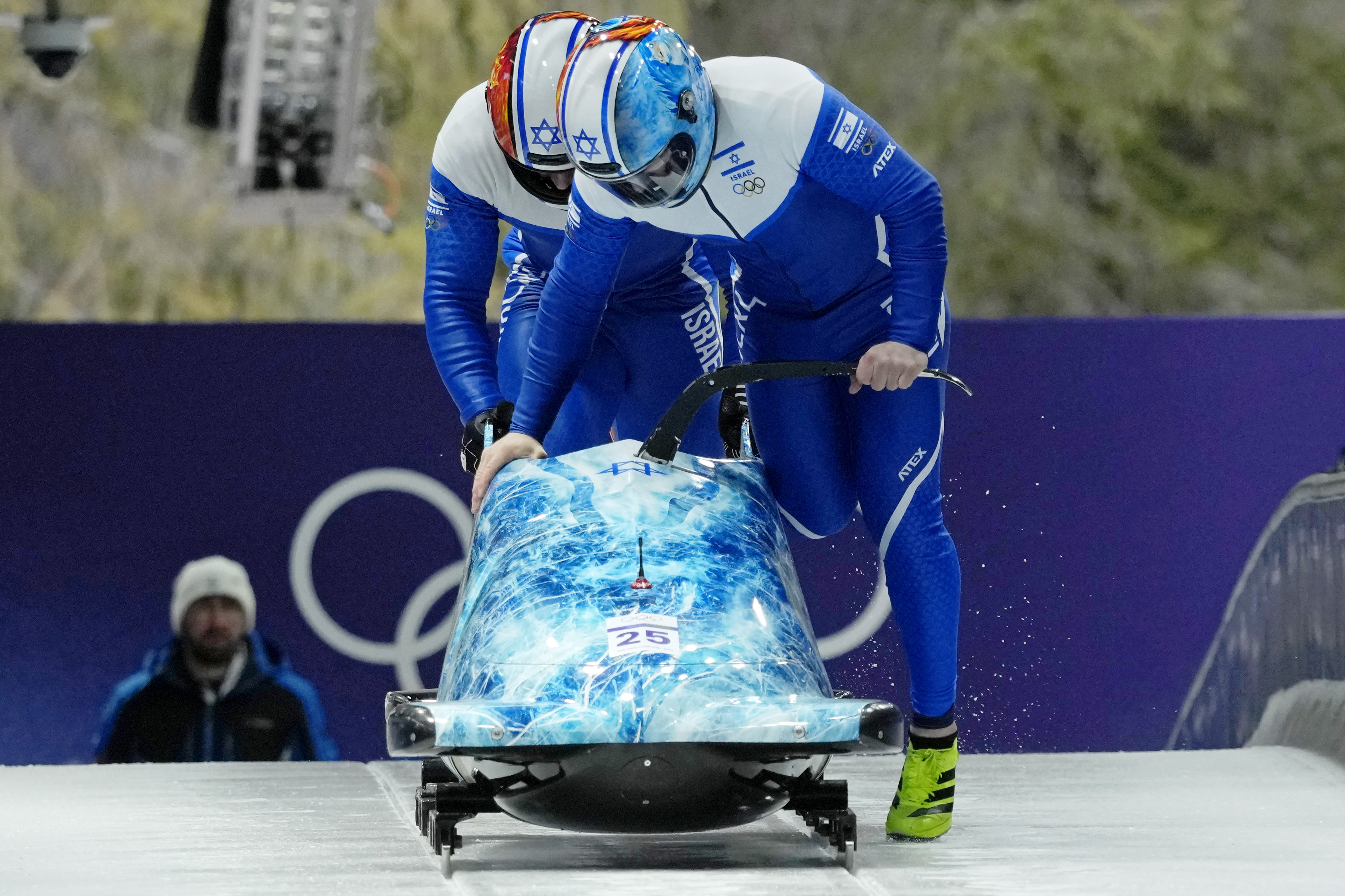 Last at halfway, smiling at the finish: Bostonian on Israel's 1st Olympic bobsled run