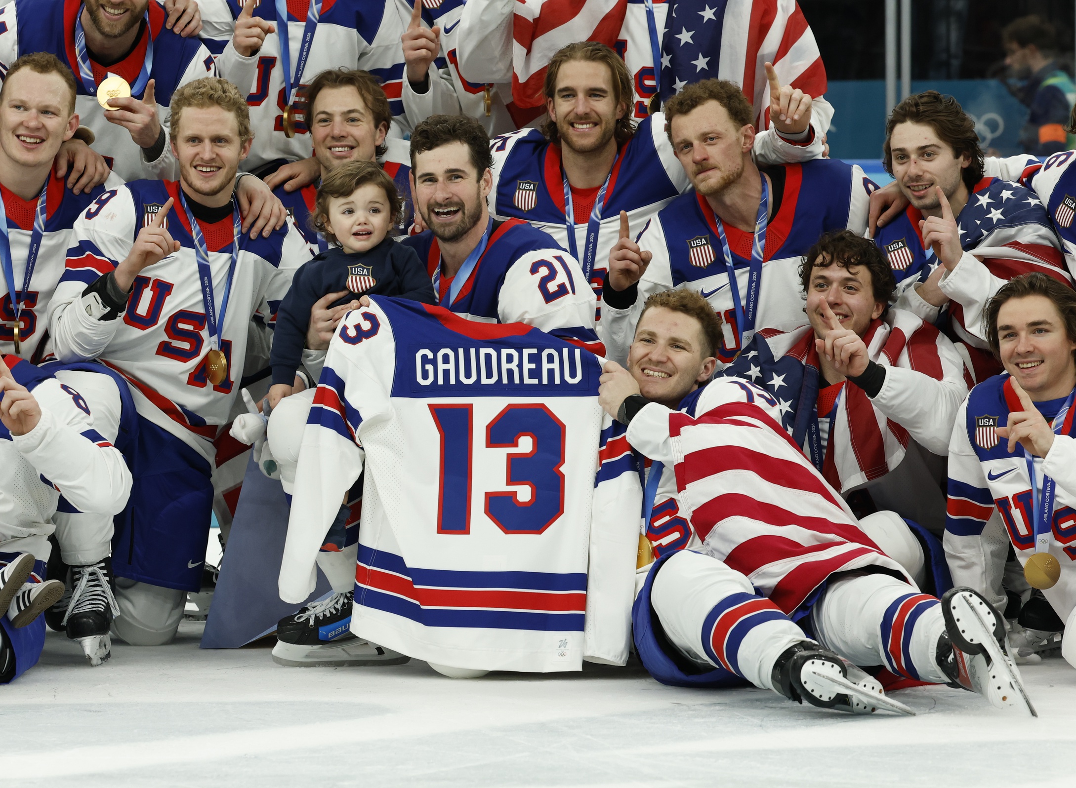 Johnny Gaudreau's kids join Team USA after hockey gold in tribute to teammate