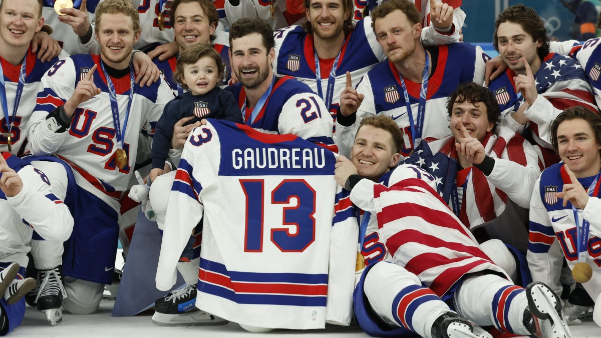 Johnny Gaudreau's kids join Team USA after hockey gold in tribute to teammate