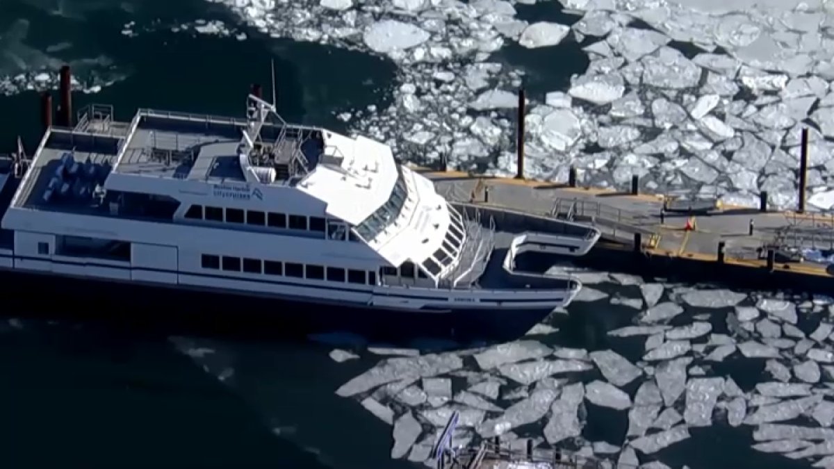 Icy ocean water in Boston Harbor keeps some MBTA ferries from sailing