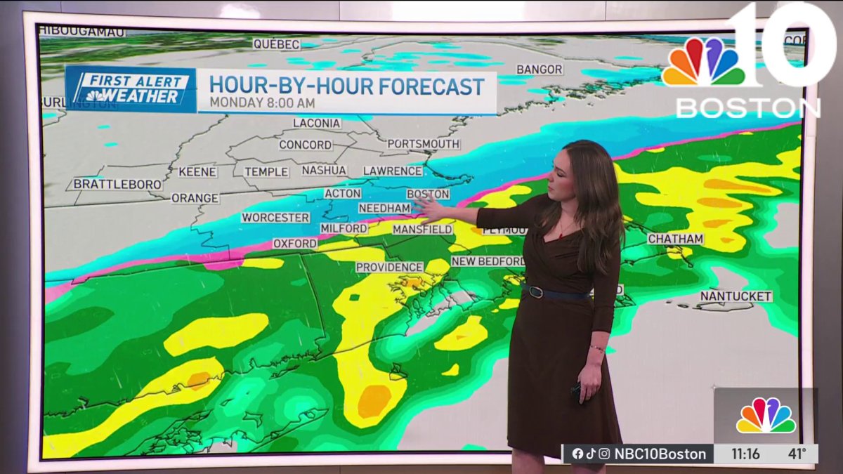 Monday is a First Alert day for rain and wet snow – NBC Boston