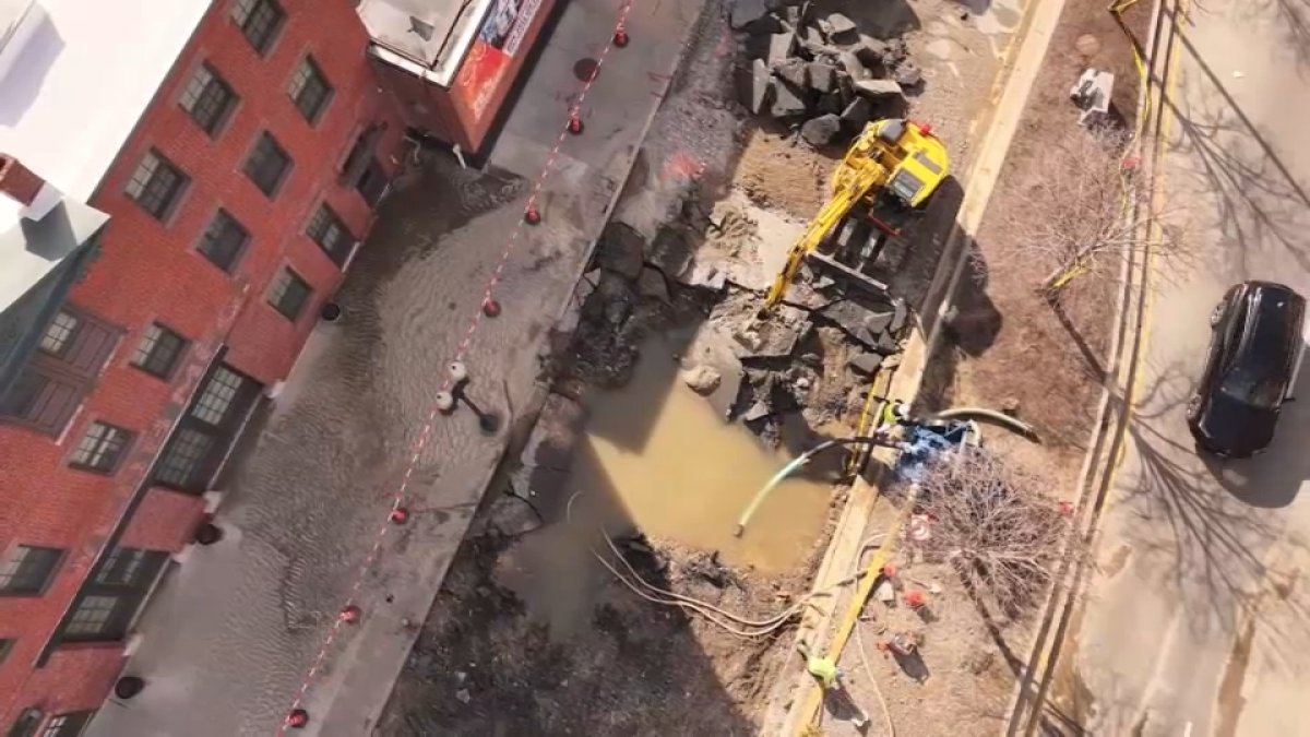Repairs underway after massive water main break in Jamaica Plain
