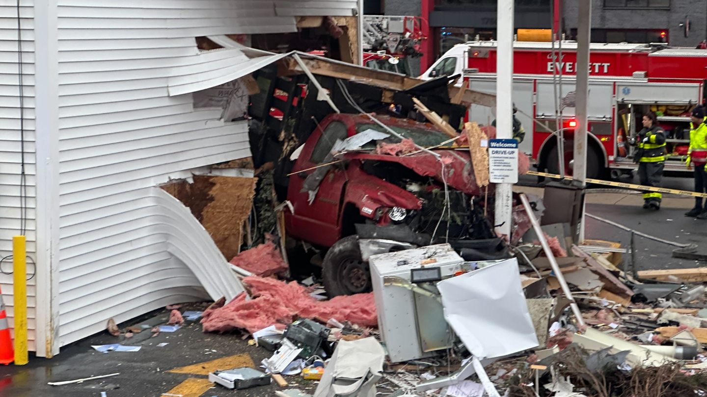WILD PHOTOS: Truck crashes through Eastern Bank building in Everett