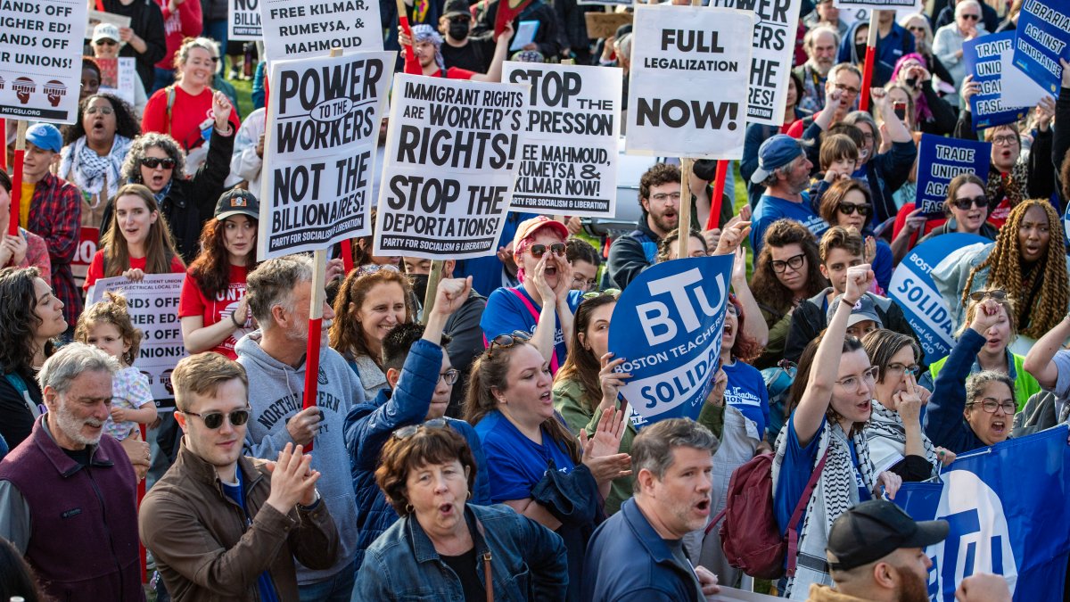 Hundreds attend May Day rally on Boston Common