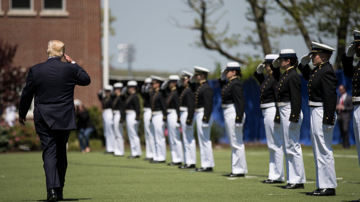 Trump delivers commencement address at U.S. Coast Guard Academy in New London,...