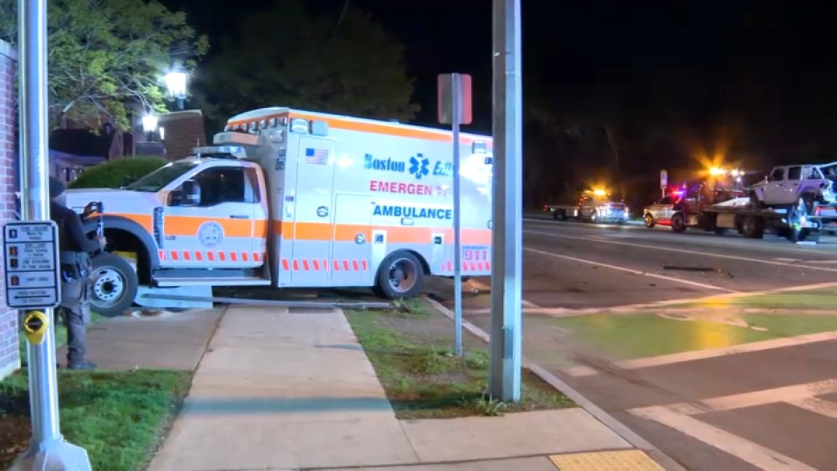 Ambulance taking patient to hospital involved in crash in Boston