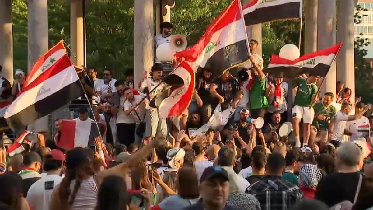 Iraq fans celebrate on Boston Common before first World Cup match in 40 years