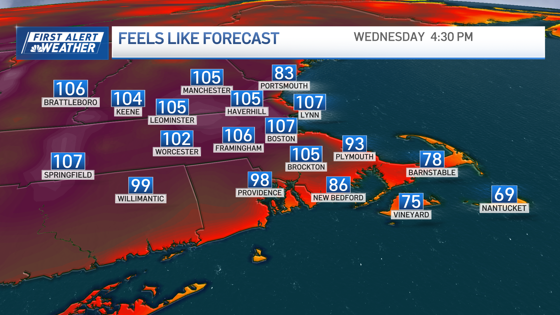 Extreme heat warning in Boston,, severe storms possible – NBC Boston
