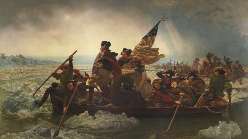 Washington Crossing the Delaware, 1851. Artist Emanuel Gottlieb Leutze. (Photo by Heritage Art/Heritage Images via Getty Images)
