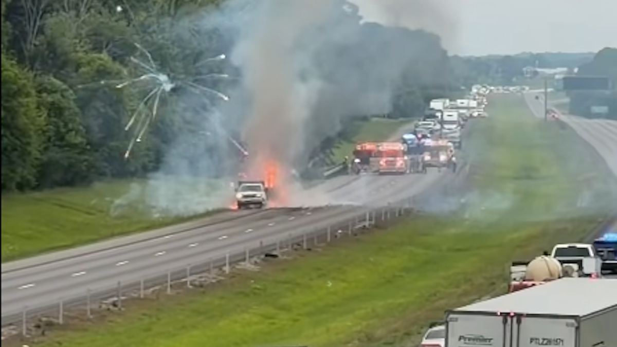 Trailer carrying fireworks ignites in spectacular display on Tennessee highway