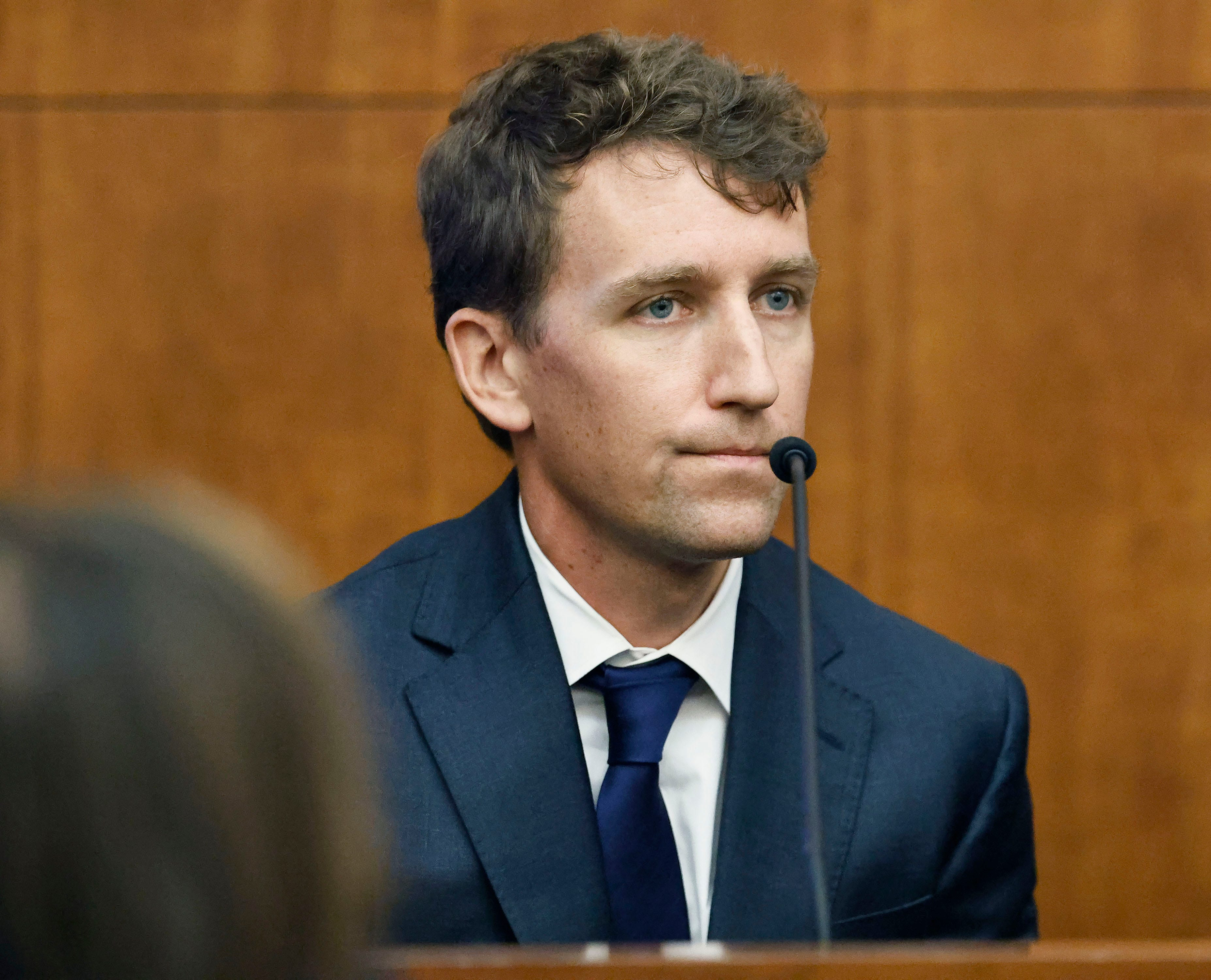 Patrick Clancy, the father of Cora, Dawson and Callan Clancy, testifies for the prosecution in the murder trial of ex-wife Lindsay Clancy in Plymouth Superior Court in Plymouth, Massachusetts, on Monday, July 27, 2026.