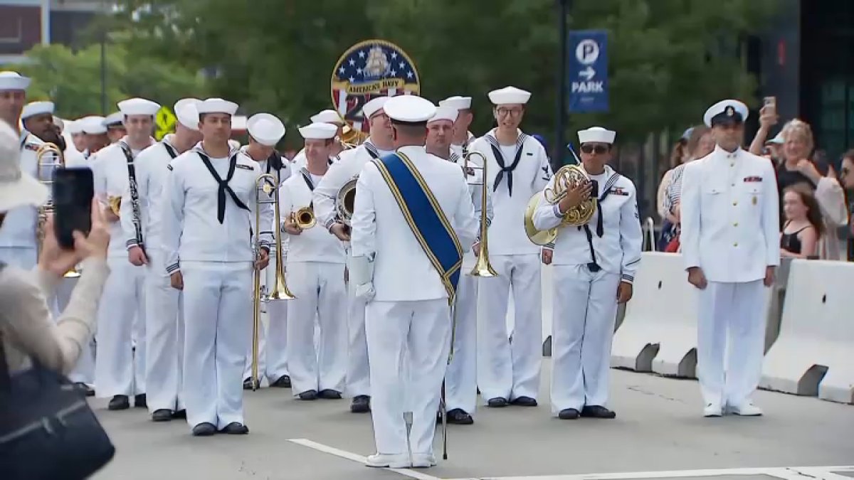 Cadets and crews parade through streets for Sail Boston festival