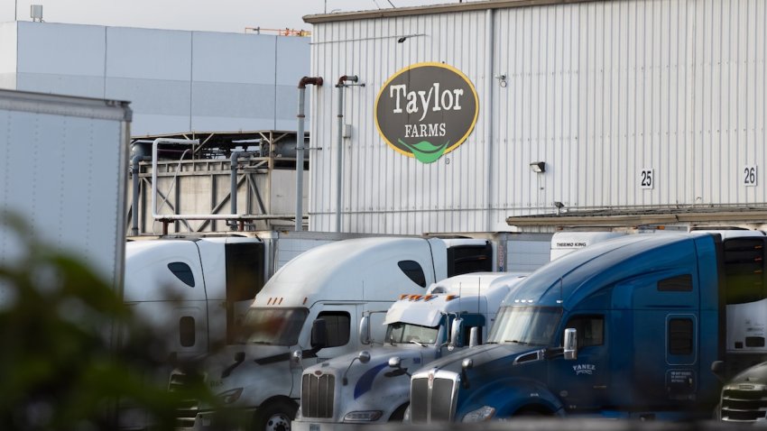 A Taylor Farms sign is displayed at one of their facilities on July 17, 2026 in Salinas, California.