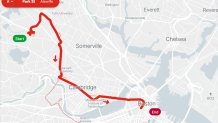 A map detailing where the MBTA's Red Line is closed for a 10-day system upgrade project.
