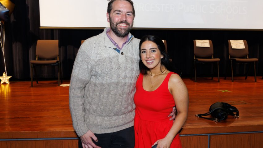 Taylor Nunez and her husband attending the Vision to Action Awards at Worcester Technical High School