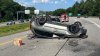 Driver distracted by dog crashes SUV and is thrown through sunroof