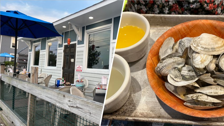 Images from inside and outside Off the Hook Bar and Grill in Quincy, Massachusetts.