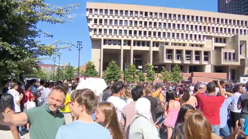 Boston City Hall watch party for World Cup final between Argentina and Spain on July 19, 2026.